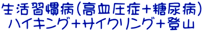 生活習慣病(高血圧症+糖尿病):ハイキング+サイクリング+登山 生活習慣病(高血圧症+糖尿病):ハイキング+サイクリング+登山